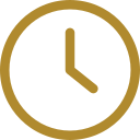 Golden clock icon representing time management.